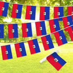 Load image into Gallery viewer, G128 Haiti Haitian Bunting Banner  Flag 8.2 x 5.5 Inch, Full String 33 Feet  Printed 150D Polyester, Decorations For Bar, School, Festival Events Celebration