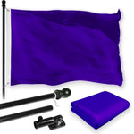 Load image into Gallery viewer, Combo Pack 5 Ft Tangle Free Aluminum Spinning Flagpole Black Solid Violet Color
