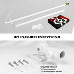 Load image into Gallery viewer, G128 Combo Pack: 5 Ft Tangle Free Aluminum Spinning Flagpole (White) &amp; Pirate Jolly Roger Red Head Scarf Flag 2x3 Ft, ToughWeave Series Embroidered 300D Polyester  Pole with Flag Included