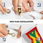 Load image into Gallery viewer, G128 Combo Pack: 6 Ft Tangle Free Aluminum Spinning Flagpole (White) &amp; Grenada Grenadian Flag 3x5 Ft, LiteWeave Pro Series Printed 150D Polyester  Pole with Flag Included
