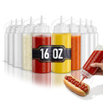 Load image into Gallery viewer, 6 Pack Plastic Condiment Squeeze Bottles 24oz Refillable Squirt Bottles with Narrow Tip Leak Resistant Great for Oil Sauces Ketchup Mayonnaise Syrup Dressing BBQ Stations &amp; Catering Use