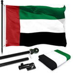 Load image into Gallery viewer, G128 Combo Pack: 6 Ft Tangle Free Spinning Flagpole (Black) &amp; United Arab Emirates Flag 3x5 Ft Printed 150D Polyester, Brass Grommets (Flag Included) Aluminum Flag Pole