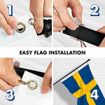 Load image into Gallery viewer, G128 Combo Pack: 6 Feet Tangle Free Spinning Flagpole (Black) Sweden Swedish Flag 3x5 ft Printed 150D Brass Grommets (Flag Included) Aluminum Flag Pole