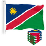 Load image into Gallery viewer, G128 5 Pack: Namibia Namibian Flag  3x5 Ft  LiteWeave Pro Series Printed 150D Polyester  Country Flag, Indoor/Outdoor, Vibrant Colors, Brass Grommets, Thicker and More Durable Than 100D 75D Poly