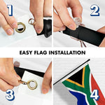Load image into Gallery viewer, G128 Combo Pack: 6 Feet Tangle Free Spinning Flagpole (Black) South Africa South African Flag 3x5 ft Printed 150D Brass Grommets (Flag Included) Aluminum Flag Pole