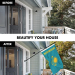 Load image into Gallery viewer, G128 Combo Pack: 6 Ft Tangle Free Aluminum Spinning Flagpole (Black) &amp; Kazakhstan Kazakhstani Flag  3x5 Ft LiteWeave Pro Series Printed 150D Polyester  Pole with Flag Included