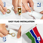Load image into Gallery viewer, G128 Combo Pack: 6 Ft Tangle Free Aluminum Spinning Flagpole (White) &amp; Gambia Gambian Flag  3x5 Ft LiteWeave Pro Series Printed 150D Polyester  Pole with Flag Included
