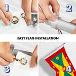Load image into Gallery viewer, G128 Combo Pack: 6 Ft Tangle Free Aluminum Spinning Flagpole (Silver) &amp; Grenada Grenadian Flag 3x5 Ft, LiteWeave Pro Series Printed 150D Polyester  Pole with Flag Included