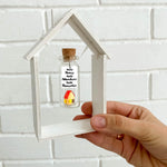 Load image into Gallery viewer, Tiny Magical Message in a Bottle Gift Idea Classy Inspirational Gifts for Him and Her Unique Presents for Women and Men (Colorful House New Home New Adventures New Memories in Wooden Frame)