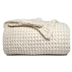Load image into Gallery viewer, The Fine Living Co. 100% Cotton Waffle Weave Throw Blanket Lightweight Soft and Breathable Throw Blanket for All Season Skin Friendly Blanket for Couch Bed Sofa 50”x70” inches Ivory