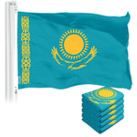 Load image into Gallery viewer, G128 5 Pack: Kazakhstan Kazakhstani Flag  3x5 Ft  LiteWeave Pro Printed 150D Polyester  Country Flag, Indoor/Outdoor, Vibrant Colors, Brass Grommets, Thicker and More Durable Than 100D 75D Poly