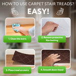 Load image into Gallery viewer, Carpet Stair Treads for Wooden Steps Indoor 8x30 inch Pack of 15 Adhesive Treads