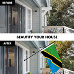 Load image into Gallery viewer, G128 Combo Pack: 6 Ft Tangle Free Aluminum Spinning Flagpole (Black) &amp; Tanzania Tanzanian Flag  3x5 Ft, LiteWeave Pro Series Printed 150D Polyester  Pole with Flag Included