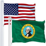 Load image into Gallery viewer, G128 Combo Pack: USA American Flag 3x5 Ft 150D Printed Stars &amp; Washington State Flag 3x5 Ft 150D Printed