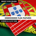 Load image into Gallery viewer, G128 Combo Pack: 6 Ft Tangle Free Aluminum Spinning Flagpole (Black) &amp; Portugal Portuguese Flag 3x5 Ft, Double ToughWeave Series Double Sided Embroidered 210D Polyester  Pole with Flag Included