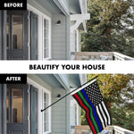 Load image into Gallery viewer, G128 Combo Pack: Flag Pole 6 FT Black Tangle Free &amp; Thin Blue Green Red Line Flag 3x5 FT Brass Grommets Printed Polyester (Flag Included) Aluminum Flag Pole