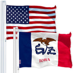 Load image into Gallery viewer, G128 Combo Pack: USA American Flag 3x5 Ft 150D Printed Stars &amp; Iowa State Flag 3x5 Ft 150D Printed