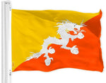 Load image into Gallery viewer, Bhutan Bhutanese Flag 3x5 Ft Printed 150D Polyester Indoor/Outdoor, Vibrant Colors, Brass Grommets, Quality Polyester, Much Thicker More Durable Than 100D 75D Polyester
