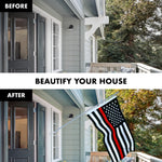Load image into Gallery viewer, G128  6 Feet Tangle Free Spinning Flagpole (Silver) Thin Red Line Flag Brass Grommets Spun Polyester 3x5 ft (Flag Included) Aluminum Flag Pole