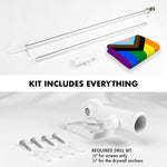 Load image into Gallery viewer, G128 Combo Pack: 6 Ft Tangle Free Aluminum Spinning Flagpole (Silver) &amp; LGBT Progress Rainbow Pride Flag 3x5 Ft, LiteWeave Pro Series Printed 150D Polyester  Pole with Flag Included