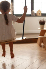 Load image into Gallery viewer, BABAI Wooden Swing with Black Cotton Rope for 3