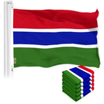 Load image into Gallery viewer, G128 5 Pack: Gambia Gambian Flag  3x5 Ft  LiteWeave Pro Series Printed 150D Polyester  Country Flag, Indoor/Outdoor, Vibrant Colors, Brass Grommets, Thicker and More Durable Than 100D 75D Polyester