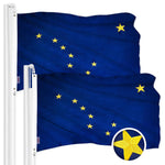 Load image into Gallery viewer, G128 2 Pack: Alaska AK State Flag  2x3 Ft  ToughWeave Series Embroidered 300D Polyester  Embroidered Design, Indoor/Outdoor, Brass Grommets