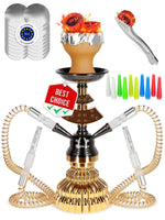 Load image into Gallery viewer, Gold Hookah set with everything   Hookah Set 2 Hose Hookah – LilOne