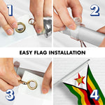Load image into Gallery viewer, G128 Combo Pack: 6 Ft Tangle Free Aluminum Spinning Flagpole (Silver) &amp; Zimbabwe Zimbabwean Flag 3x5 Ft, LiteWeave Pro Series Printed 150D Polyester  Pole with Flag Included