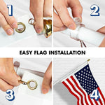 Load image into Gallery viewer, G128 Combo Pack: 6 Feet Tangle Free Spinning Flagpole (White) USA American Flag 3x5 ft Printed 150D Brass Grommets (Flag Included) Aluminum Flag Pole