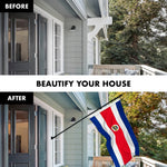 Load image into Gallery viewer, Combo Pack: 6 Feet Tangle Free Spinning Flagpole (Black) Costa Rica Costa Rican Flag 3x5 ft Printed 150D Brass Grommets (Flag Included) Aluminum Flag Pole