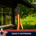 Load image into Gallery viewer, G128 5 Pack: American USA TeaStained Windsock  60 Inch  Embroidered 420D Polyester  Patriotic Decor, Embroidered Design, Indoor/Outdoor, Brass Grommets