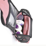 Load image into Gallery viewer, The Fine Living Co. USA Portable Hanging Shower Caddy Organizer with 1 Free Toiletries Case Quick Dry Mesh Shower Caddy Tote Bag Included 1 Metal Hook Perfect for Dorm Camp Travel Gym Pink