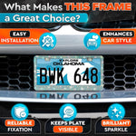 Load image into Gallery viewer, 2 Pack Bling License Plate Frames for Women Sparkling Rhinestone License Plate Frame 12.16x6.18 inch with Screws Caps for Easy Installation Cute Bling Car Accessories for Women