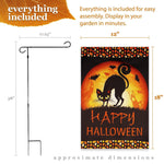 Load image into Gallery viewer, G128 Combo Pack: Garden Flag Stand Black 36 in x 16 in &amp; Garden Flag Halloween Decoration Black Cat and Ghosts 12x18 DoubleSided Blockout Fabric