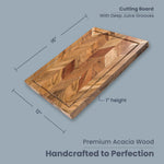 Load image into Gallery viewer, The Fine Living Co. Large Cutting Board Acacia Wood Meat Chopping Board Butcher Block with Juice Groove Chevron Chequered Style 1 Thick &amp; Food grade Serving Board 16 x12