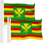 Load image into Gallery viewer, G128 2 Pack: Hawaii Kanaka Maoli Flag  3x5 Ft  LiteWeave Pro Series Printed 150D Polyester  Indoor/Outdoor, Vibrant Colors, Brass Grommets, Thicker and More Durable Than 100D 75D Polyester