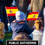Load image into Gallery viewer, G128 30 Pack Handheld Spain Spanish Stick Flags  12x18 In  Printed 150D Polyester, Country Flag, Solid Wooden Stick, Spear Gold Tip