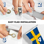 Load image into Gallery viewer, G128 Combo Pack: 6 Feet Tangle Free Spinning Flagpole (Silver) Sweden Swedish Flag 3x5 ft Printed 150D Brass Grommets (Flag Included) Aluminum Flag Pole