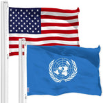 Load image into Gallery viewer, G128 Combo Pack: American USA Flag 3x5 Ft &amp; United Nations Flag 3x5 Ft  Both LiteWeave Pro Series Printed 150D Polyester, Brass Grommets