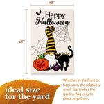 Load image into Gallery viewer, Garden Flag Happy Halloween Gnome with Pumpkin and Black Cat 12x18 Blockout Fabric