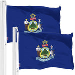 Load image into Gallery viewer, G128 2 Pack: Maine ME State Flag  3x5 Ft  LiteWeave Pro Series Printed 300D Polyester  Indoor/Outdoor, Vibrant Colors, Brass Grommets, Thicker and More Durable Than 100D 75D Polyester