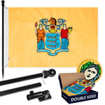 Load image into Gallery viewer, G128  6 Feet Tangle Free Spinning Flagpole (Black) New Jersey Double Sided Brass Grommets Embroidered 3x5 ft (Flag Included) Aluminum Flag Pole