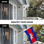 Load image into Gallery viewer, G128 Combo Pack: 6 Ft Tangle Free Spinning Flagpole (White) &amp; Cambodia Flag 3x5 Ft Printed 150D Polyester, Brass Grommets (Flag Included) Aluminum Flag Pole