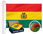 Load image into Gallery viewer, G128 Bolivia (Bolivian) Flag  3x5 feet  Double Sided Embroidered 210D Indoor/Outdoor, Brass Grommets, Heavy Duty Polyester