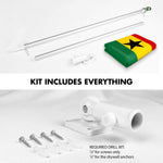 Load image into Gallery viewer, G128 Combo Pack: 6 Ft Tangle Free Spinning Flagpole (Silver) &amp; Ghana Flag 3x5 Ft Printed 150D Polyester, Brass Grommets (Flag Included) Aluminum Flag Pole