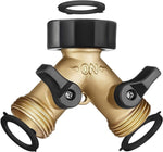 Load image into Gallery viewer, Hose Splitter 2 Way Heavy Duty Brass Metal Body for Outdoor and Indoor Use
