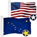 Load image into Gallery viewer, G128 Combo Pack: USA American Flag 3x5 Ft Embroidered Stars &amp; Alaska State Flag 3x5 Ft Embroidered