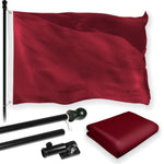 Load image into Gallery viewer, G128 Combo Pack: 5 Ft Tangle Free Aluminum Spinning Flagpole (Black) &amp; Solid Burgundy Color Flag 2x3 Ft, LiteWeave Pro Series Printed 150D Polyester  Pole with Flag Included