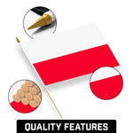 Load image into Gallery viewer, G128 24 Pack Handheld Poland Polish Stick Flags  12x18 In  Printed 150D Polyester, Country Flag, Solid Wooden Stick, Spear Gold Tip